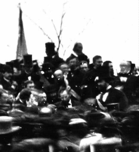The only known photograph of Lincoln at the Gettysburg Address.